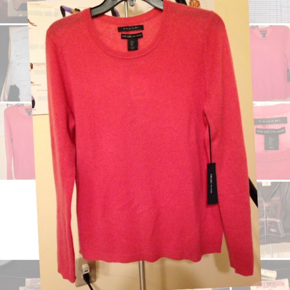 Tahari sweater pink 100% cashmere